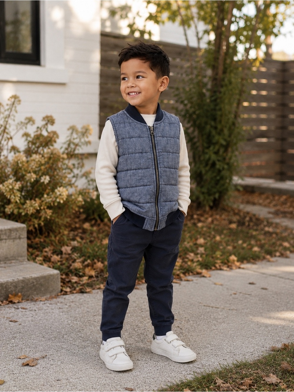Old Navy blue Fleece Lined quilted zip up puffer vest 4T